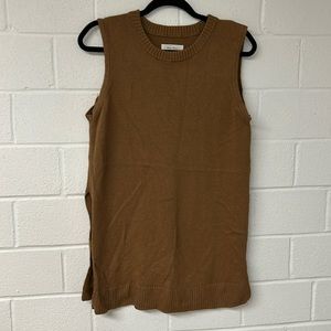 Brown tunic length sweater vest